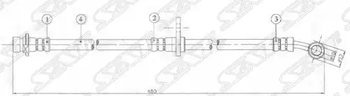 шланг тормозной! пер. л. L=468 Honda Accord VIII2.0 03> ST-01465-SDA-A01 SAT