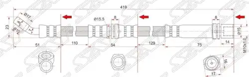 ШЛАНГ ТОРМОЗНОЙ ПЕРЕДНИЙ (ТАИЛАНД) TOYOTA DYNA 150/TOYOACE G15 95-01/HIACE 86-01 LH=RH ПРОМЕЖУТ. ST-90947-02522 SAT