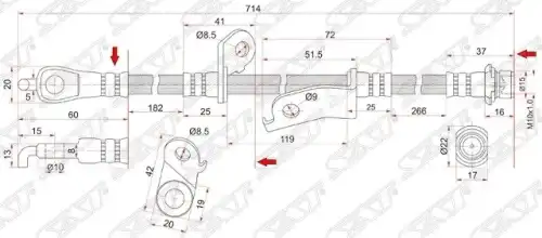 шланг тормозной! передний правый Toyota RAV4 2.0/2.2 06> ST-90947-02F49 SAT