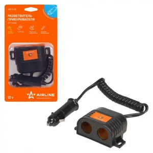 разветвитель прикуривателя ! 2 гнезда, с витым шнуром ASP-2-05 AIRLINE