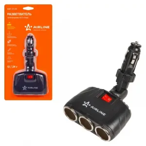 разветвитель прикуривателя !трансформер, 3 гнезда, штекер-фиксатор ASP-3T-09 AIRLINE