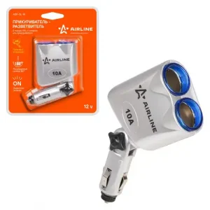 разветвитель прикуривателя ! 2 гнезда 10А, с гнездом для прикуривателя ASP-2L-14 AIRLINE
