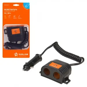 разветвитель прикуривателя !15A, 2 гнезда, с витым шнуром ASP-15A-10 AIRLINE