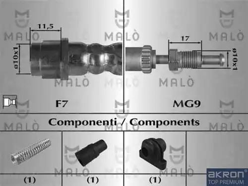 80950, ШЛАНГ ТОРМОЗНОЙ MALO ИТАЛИЯ