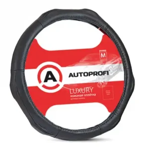 Чехол на руль AUTOPROFI AP-1020 BK (L) натуральная кожа размер L 39-41 см