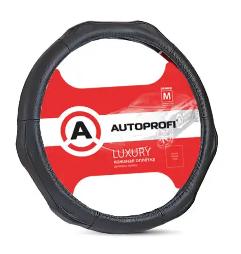 Чехол на руль AUTOPROFI AP-1020 BK (L) натуральная кожа размер L 39-41 см