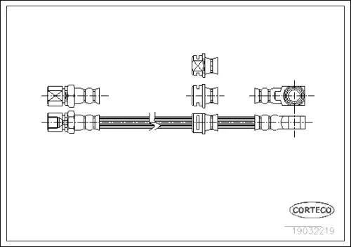 шланг тормозной передний!  Opel Omega B 2.0-3.2 94-03 19032219 CORTECO