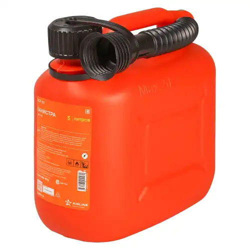 Канистра автомобильная AIRLINE ACF-5S полиэтилен 5 л ручка для переноса антистатическая защита от детей