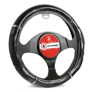 Чехол на руль AUTOPROFI GL-1025 BK.WOOD (M) экокожа гелевый наполнитель размер M 37-39 см