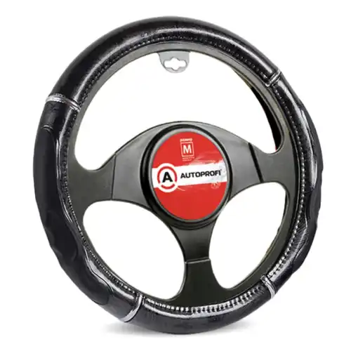 Чехол на руль AUTOPROFI GL-1025 BK.WOOD (M) экокожа гелевый наполнитель размер M 37-39 см