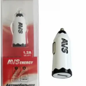 зарядное устройство автомобильное!usb порт 1,2а белый A78019S AVS