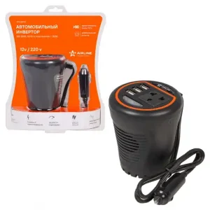 инвертор! 12в-220в, 120 вт в подстаканник + 3usb API-120-00 AIRLINE