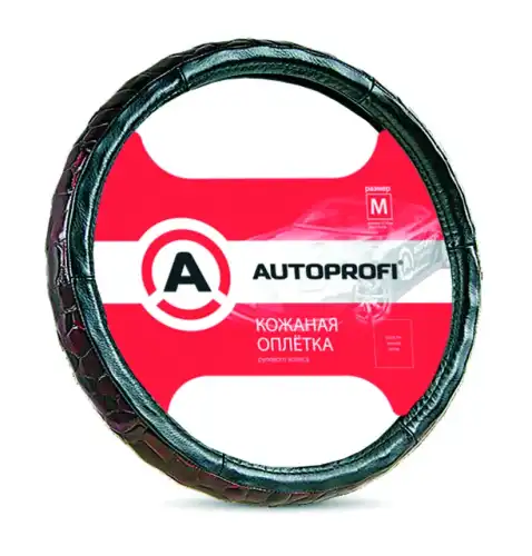 Чехол на руль AUTOPROFI AP-156 BK (L) экокожа натуральная кожа размер L 39-41 см