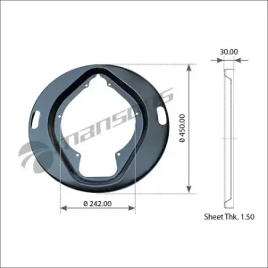 щиток пылезащитный !(м) задн. d450xd242 Scania 3/4 - серия 100.047 MANSONS
