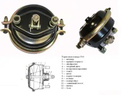 камера тормозная! T30 Lшт=186. ход=75мм Omn MB/DAF/Neoplan/BPW 100-3519310 АВТОМАГНАТ