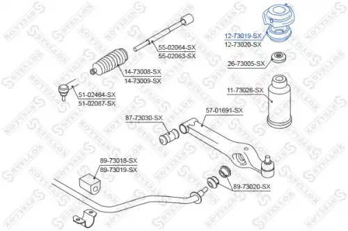опора амортизатора переднего! VIN: <577030 Daewoo Matiz 98> 12-73019-SX STELLOX