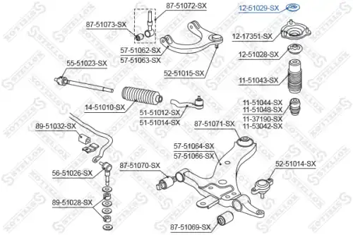 опора амортизатора переднего верхняя! Hyundai Sonata EF 01-04, KIA Magentis 01> 12-51029-SX STELLOX