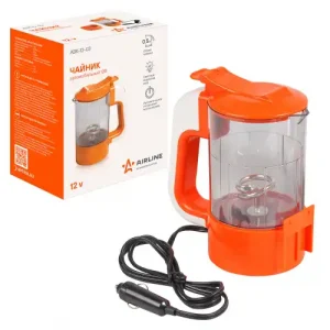 чайник автомобильный! 12в, прозрачный+оранжевый пластик, автоматическое отключение ABK-12-03 AIRLINE