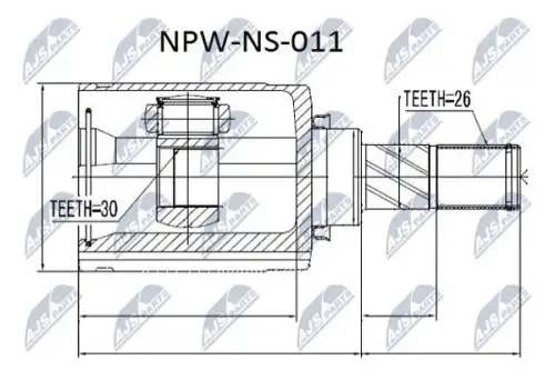 ШРУС внутренний левый к-кт! Nissan Qashqai/Qashqai+2 1.6 07> NPW-NS-011 NTY