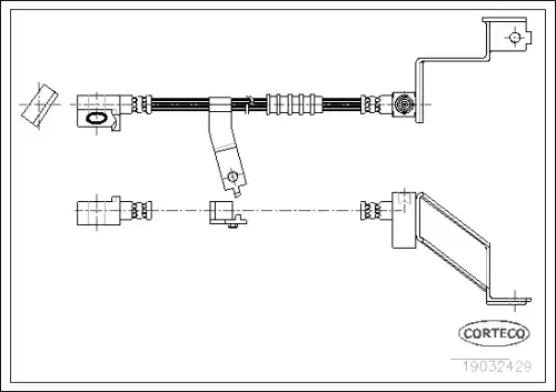 шланг тормозной передний правый! L=498 Chrysler Voyager 95> 19032429 CORTECO