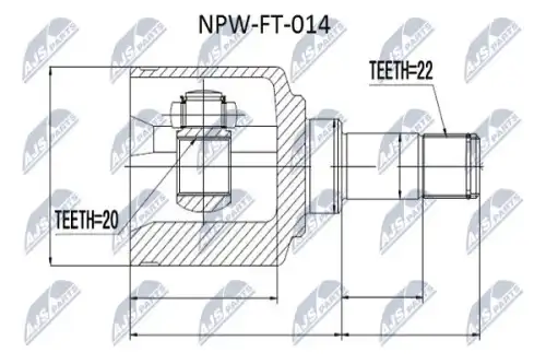 ШРУС внутренний к-кт! Fiat Brava/Punto/Doblo 95> NPW-FT-014 NTY