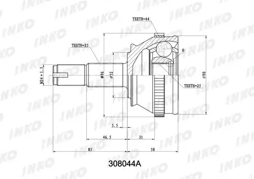 ШРУС наружный INKO 308044A