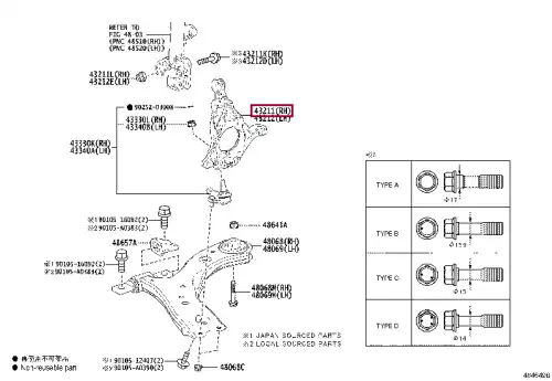 Кулак поворотный TOYOTA / LEXUS 43211-33130