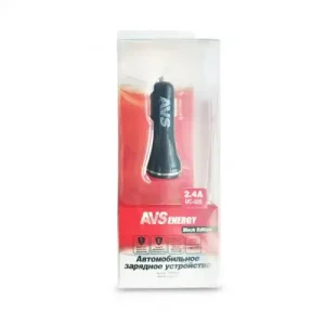 адаптер автомобильный! 2 порта USB 2,4А, черный, блистер A07281S AVS