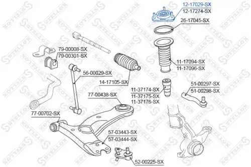 опора амортизатора переднего! Toyota Rav 4 2.4 16V/3.5 24V 05> 12-17029-SX STELLOX