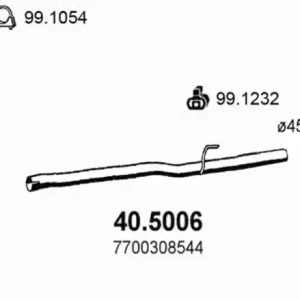 Труба глушителя приемная Рено Kangoo 1.9D 97- 40.5006 ASSO