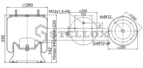 Пневмоподушка STELLOX 90-40221-SX