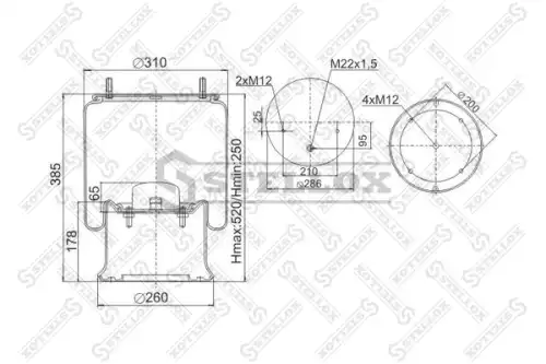 Пневмоподушка STELLOX 90-40231-SX