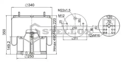 Пневмоподушка STELLOX 90-48814-SX