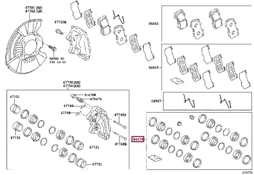 р/к дискового тормоза! d45 (Sumitomo) Toyota Land Cruiser/RAV4 90> 04478-0K250 TOYOTA / LEXUS