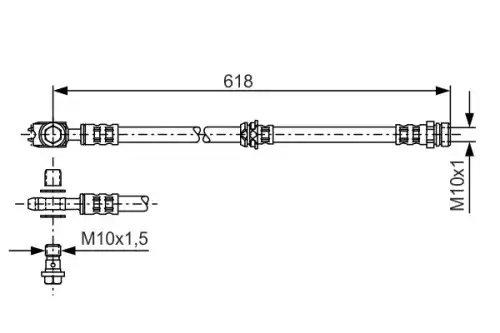 шланг торм. пер. VW Passat 1.6/2.0/3.0FSi/1.9TDi/2.0TDi 05> L=615 1 987 481 173 BOSCH
