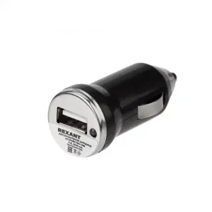 зарядное устройство! в прикуриватель USB, 5V, 1000mA, черное 16-0280 REXANT