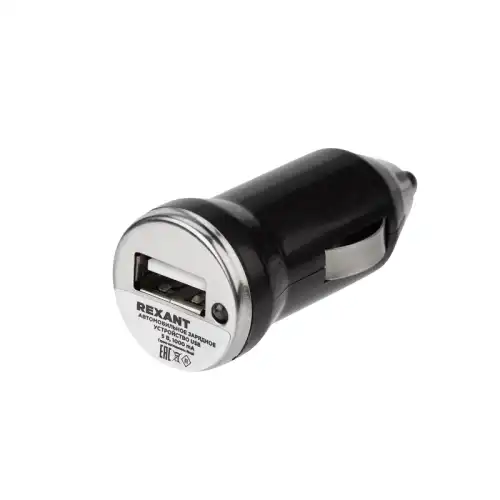 зарядное устройство! в прикуриватель USB, 5V, 1000mA, черное 16-0280 REXANT