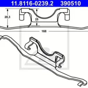 Пружины барабанных тормозных колодок ATE 11.8116-0239.2