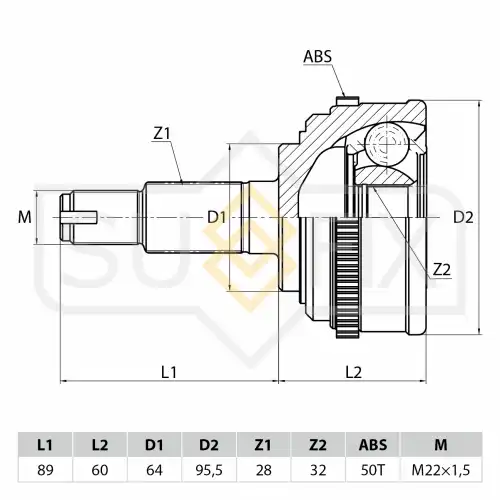 ШРУС наружный SUFIX ST-1022