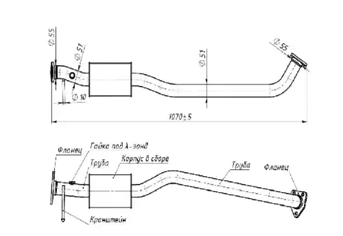глушитель! резонатор L1070 Mitsubishi Pajero Pinin 2.0GDi 00-07 EMM 1110 TRIALLI