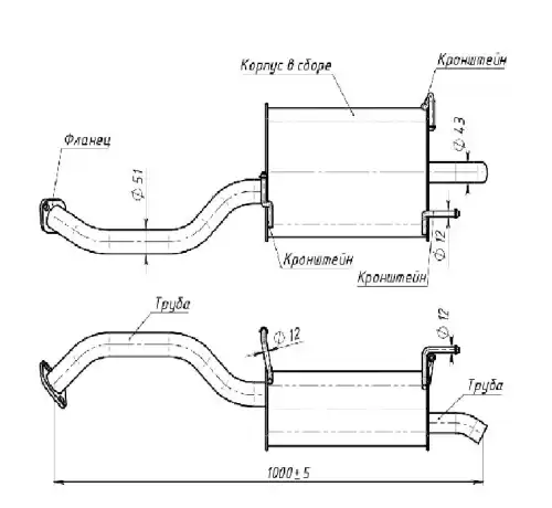 глушитель! основной L1000 Nissan Primera P12 1.8i 16V 02> EMM 4014 TRIALLI