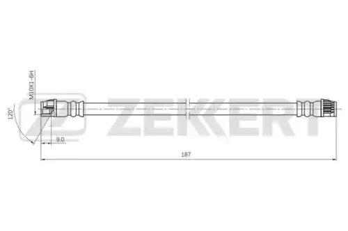 Шланг тормозной задний Renault Clio I II 90- Twingo I II 01- Kangoo 10- BS-9518 ZEKKERT