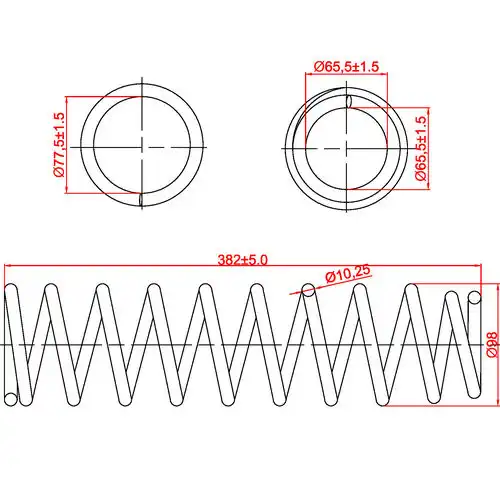 Пружина задней подвески Mitsubishi Carisma (DA), L382-D98-t10,25 Z48076R ZIKMAR