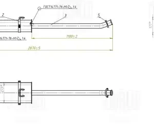 глушитель! основной удлиненный с хомутами L2070 GAZ-3302 с дв. Cummins ISF 2.8L EMM 0346 TRIALLI