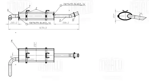 Глушитель для а/м ГАЗель Бизнес (33025) дв.УМЗ-4216 Евро-4 осн. (алюм. сталь) (EMM 0332) TRIALLI