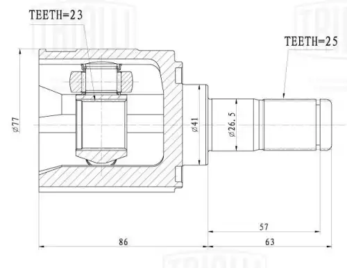 ШРУС для а/м Hyundai Creta (15-) 1.6i MT 2WD (внутр. перед.) (GO 0830) TRIALLI