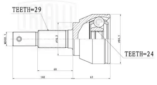 ШРУС наружный TRIALLI GO 1444