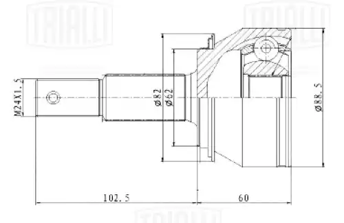 ШРУС для а/м Nissan X-Trail T32 (14-) 2.5i CVT 4WD (наруж. перед.) (GO 1456) TRIALLI
