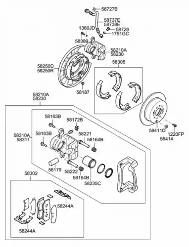 шланг тормозной задний правый! Hyundai 58738-2B000