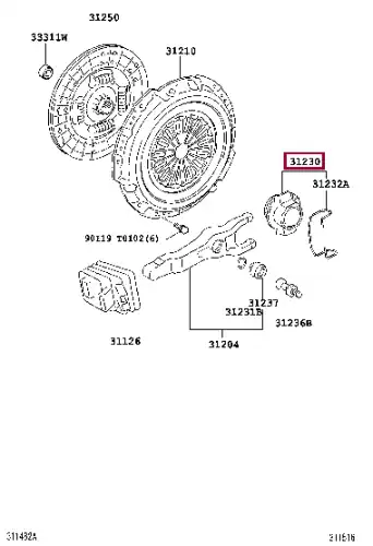 Подшипник выжимной сцепления TOYOTA / LEXUS 3123071011